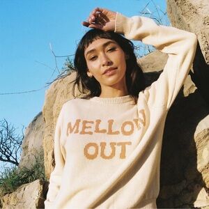 Weld MFG Mellow Out Sweater Tan Peach Size Large